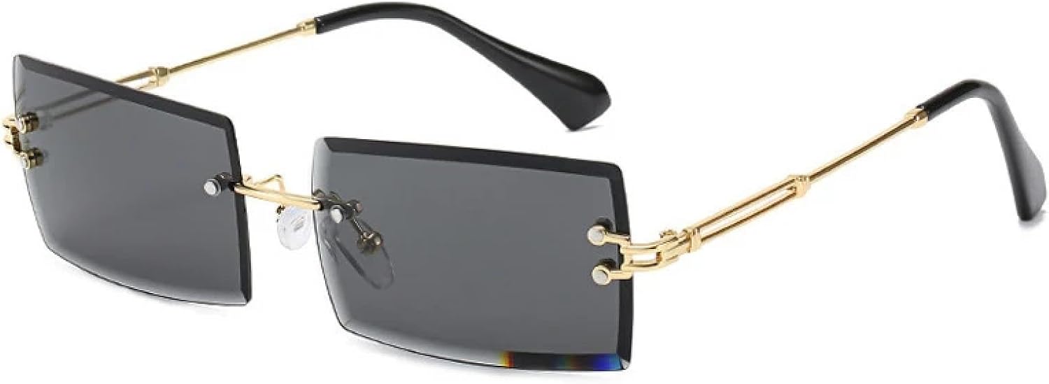 

Солнцезащитные очки с защитой от УФ-излучения UV400 | Без оправы, металлический панк | для женщин и мужчин, для занятий спортом на открытом воздухе и вождения DSVIGF, Gold-black