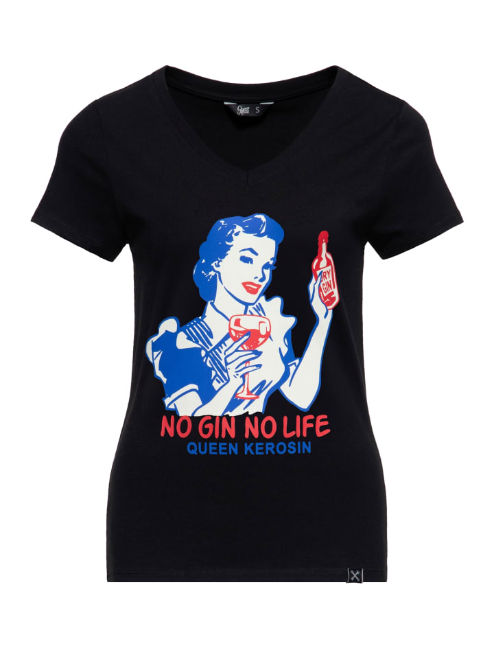 

Футболка Queen Kerosin No Gin No Life черного цвета Queen Kerosin, Черный, Футболка Queen Kerosin No Gin No Life черного цвета Queen Kerosin