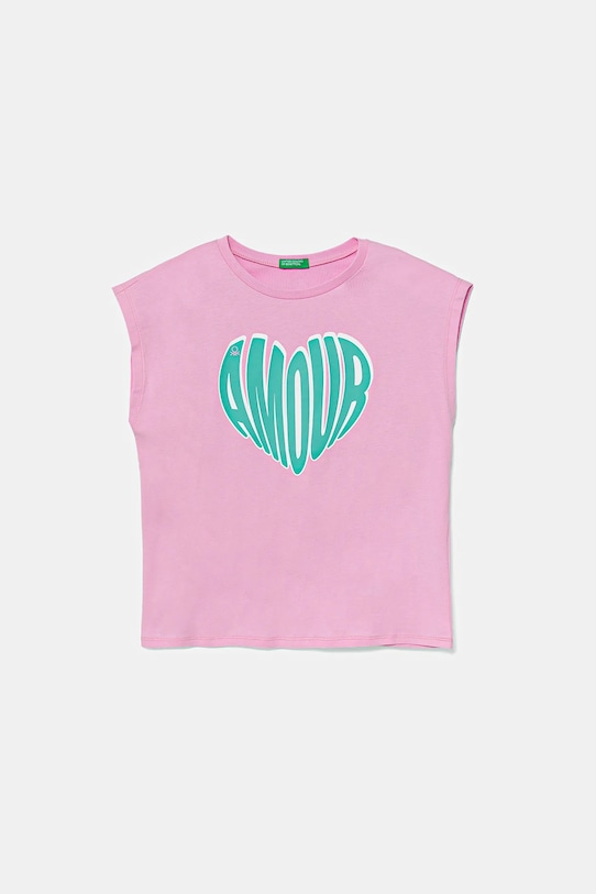 

Детская хлопковая футболка United Colors Of Benetton, розовый