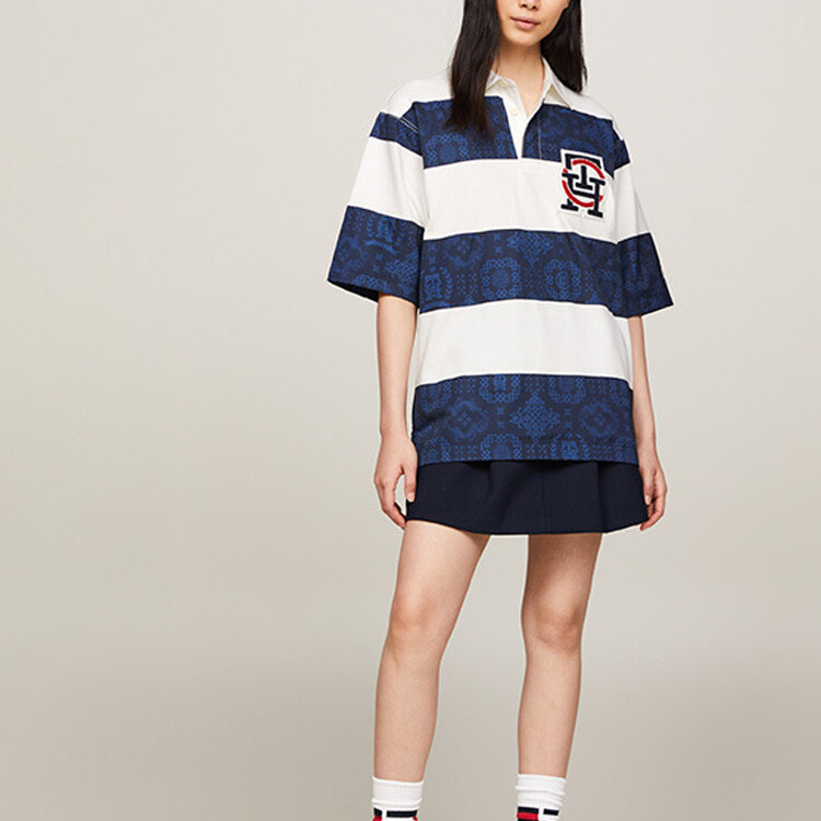 CLOT Совместная модель рубашки поло унисекс темно-синяя YBL Tommy Hilfiger, темно-синий — фото 3