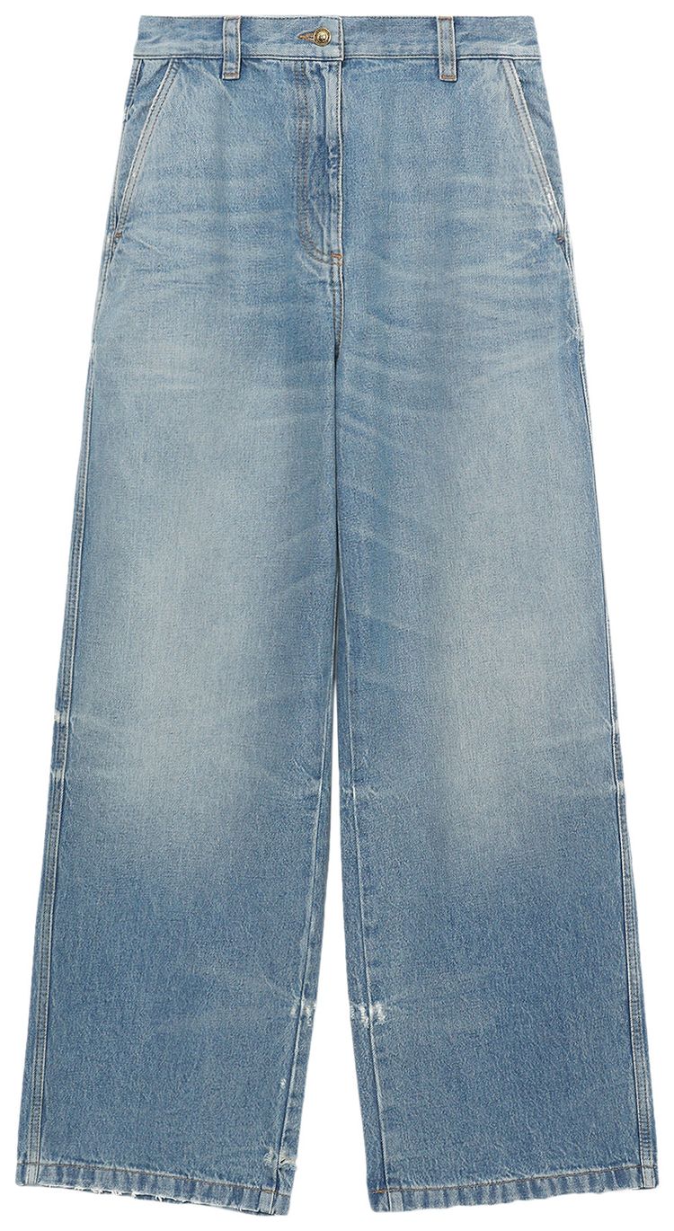 

Джинсы Palm Angels Washed Logo Wide Denim Jeans 'Blue', синий