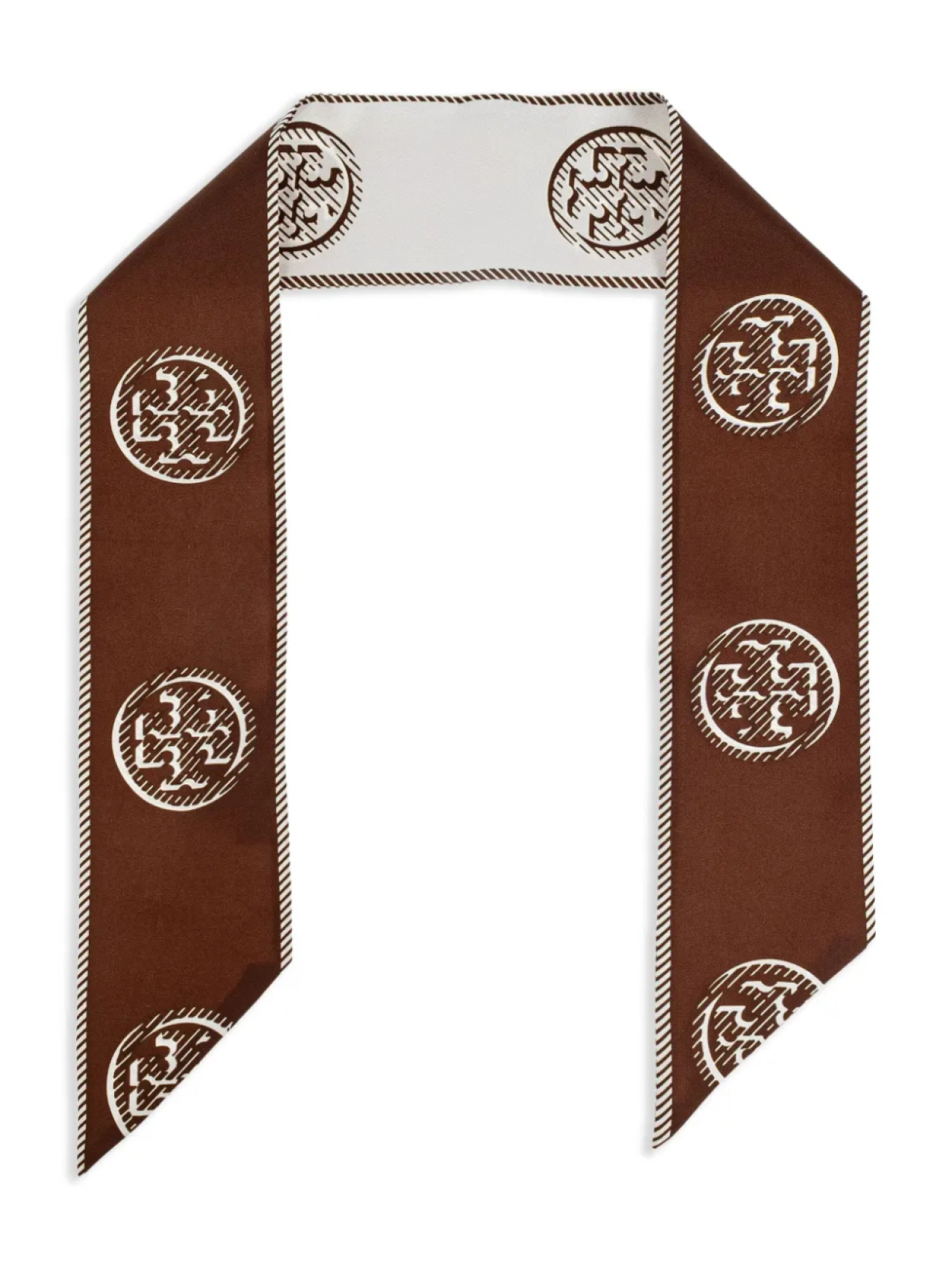 

Шелковый шарф с монограммой Tory Burch, коричневый