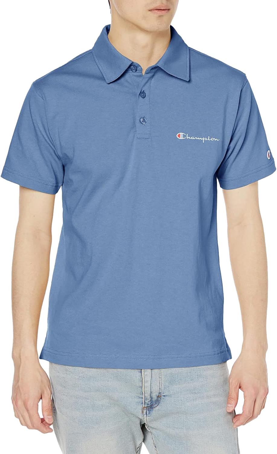

Эксклюзивная базовая рубашка-поло Champion Amazon.co.jp с вышитым логотипом, короткий рукав, 100% хлопок, вышитый логотип, поло SHIRTC3-X361Z Мужская, синий/серый
