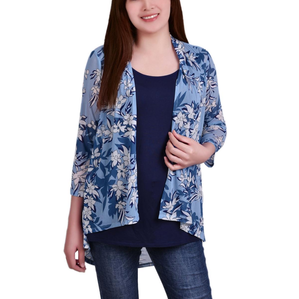 

Женский сетчатый топ с принтом гепарда NY Collection, цвет blue floral