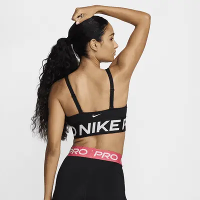 Спортивный бюстгальтер Nike Pro Indy Plunge, цвет Black/White/White — фото 3