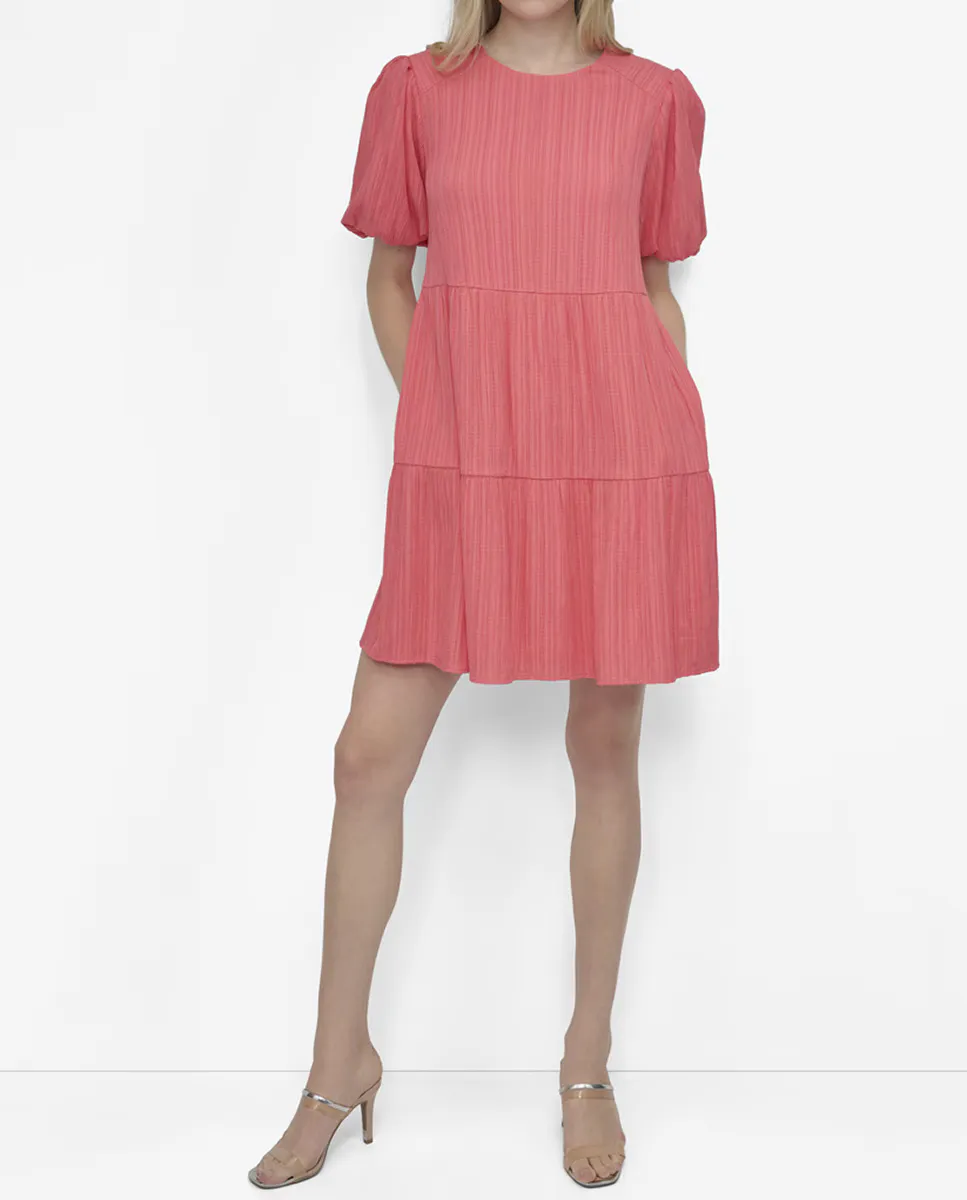 

Платье без рукавов с оборками DKNY, коралловый