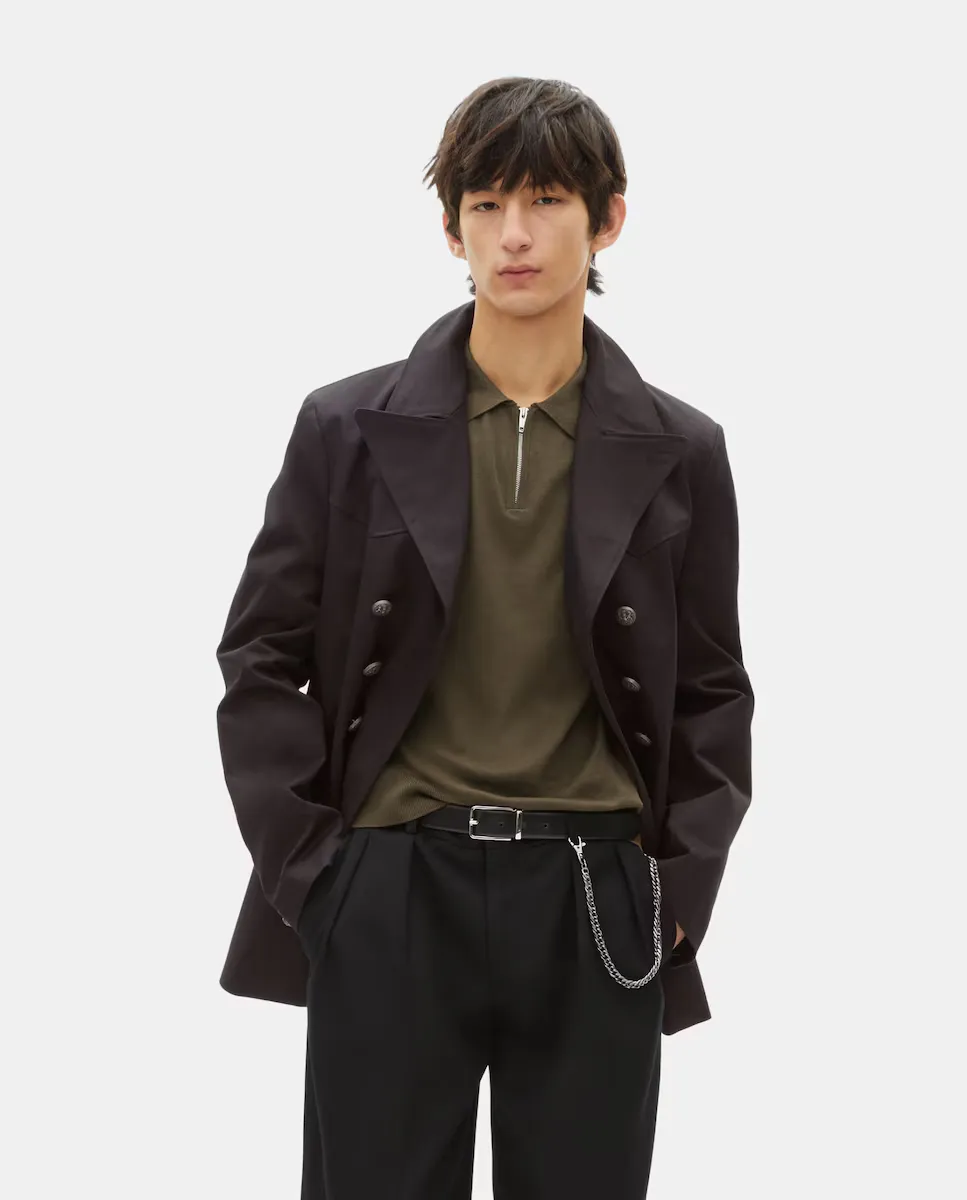 

Мужское хлопковое пальто с двойной застежкой The Kooples, серый