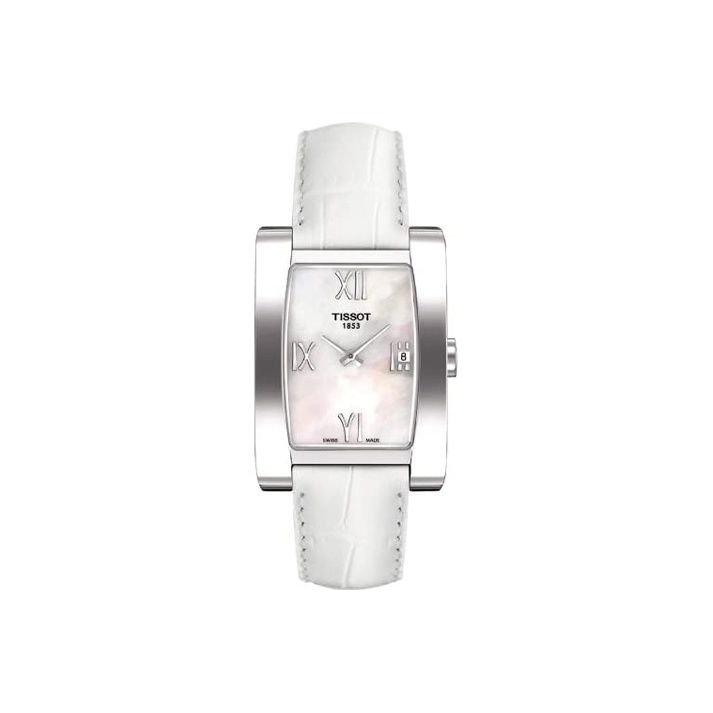 

TISSOT Часы Quartz Movement Women's Watch 24.5mm Mother of Pearl Color Watch Dial Stainless Steel Case Leather Strap, Mother-of-Pearl Color