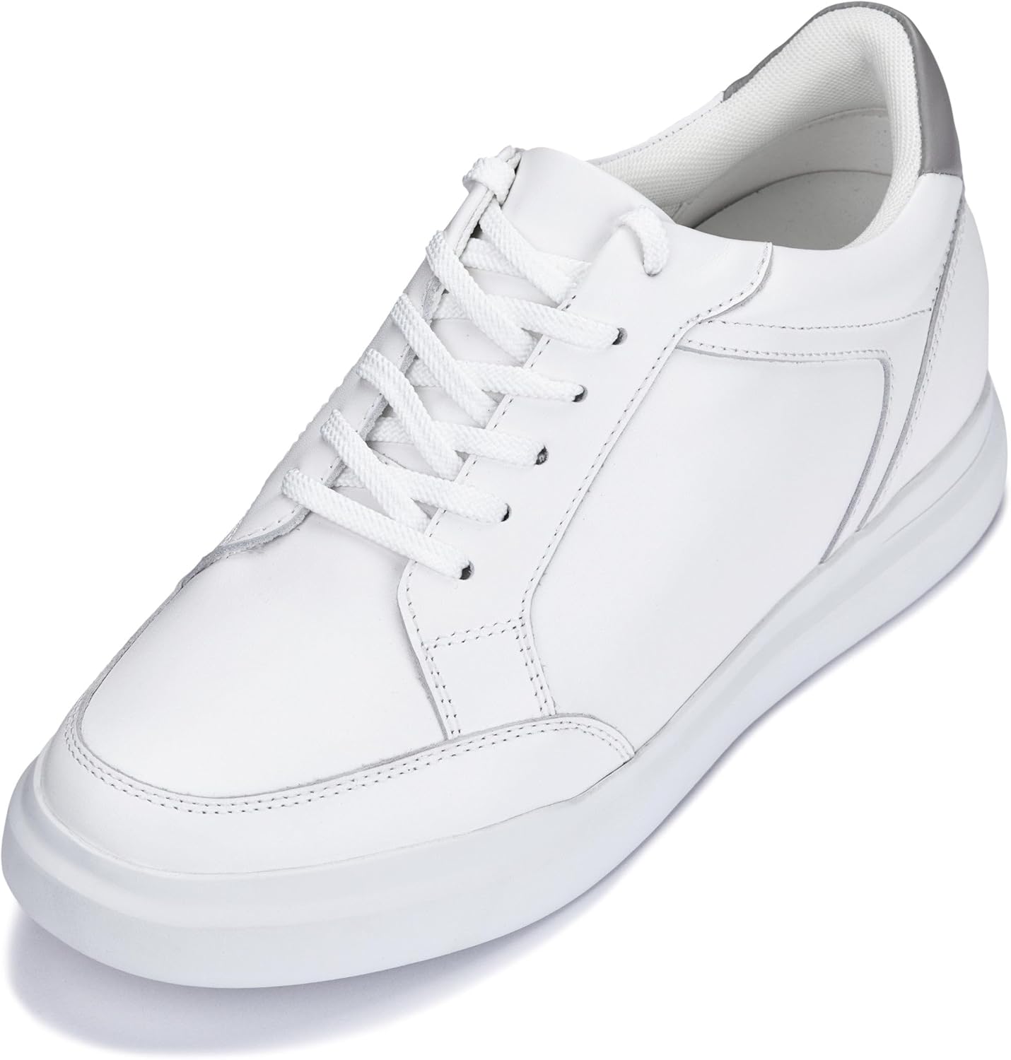 

Мужские невидимые ботинки-платформы CALTO - легкие повседневные кроссовки на шнуровке - увеличивают рост на 7 см, белый/серый