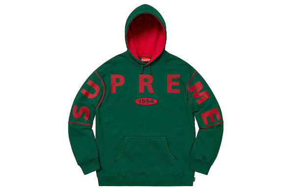 Толстовка fw19 week 1 spread logo hooded sweatshirt 'green' Supreme, зеленый — фото 2