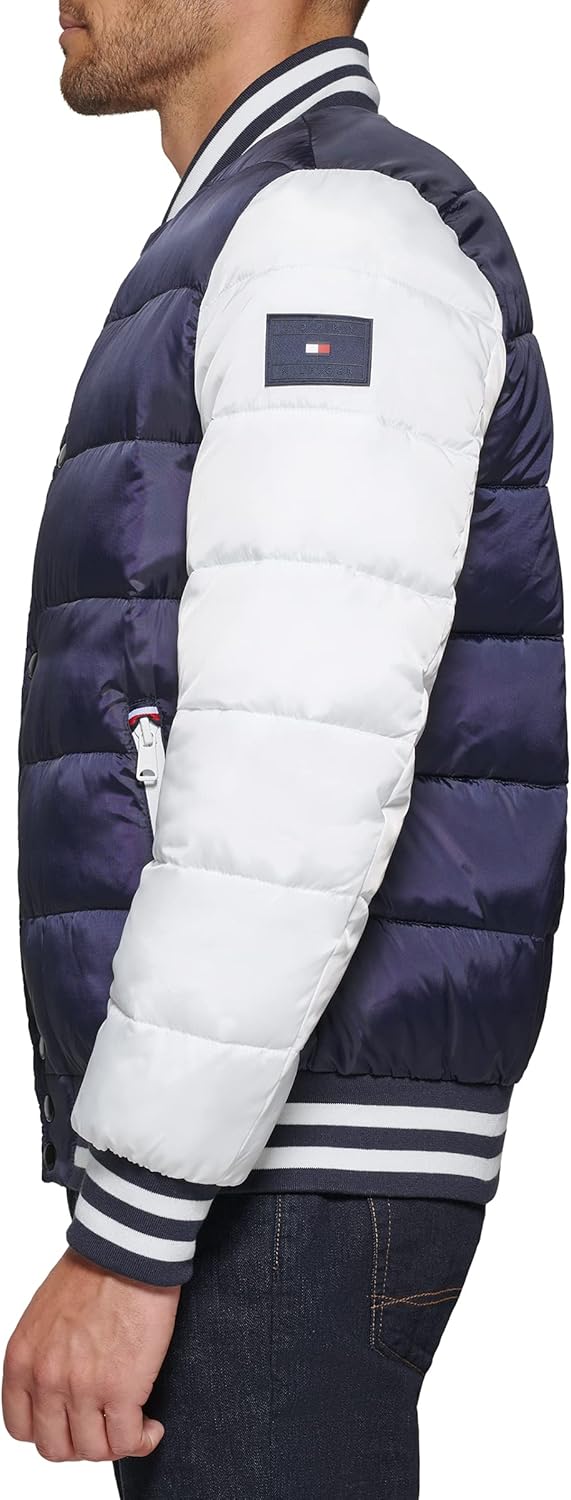 Мужская стеганая куртка-бомбер Tommy Hilfiger Mens Varsity, Midnight/White — фото 3