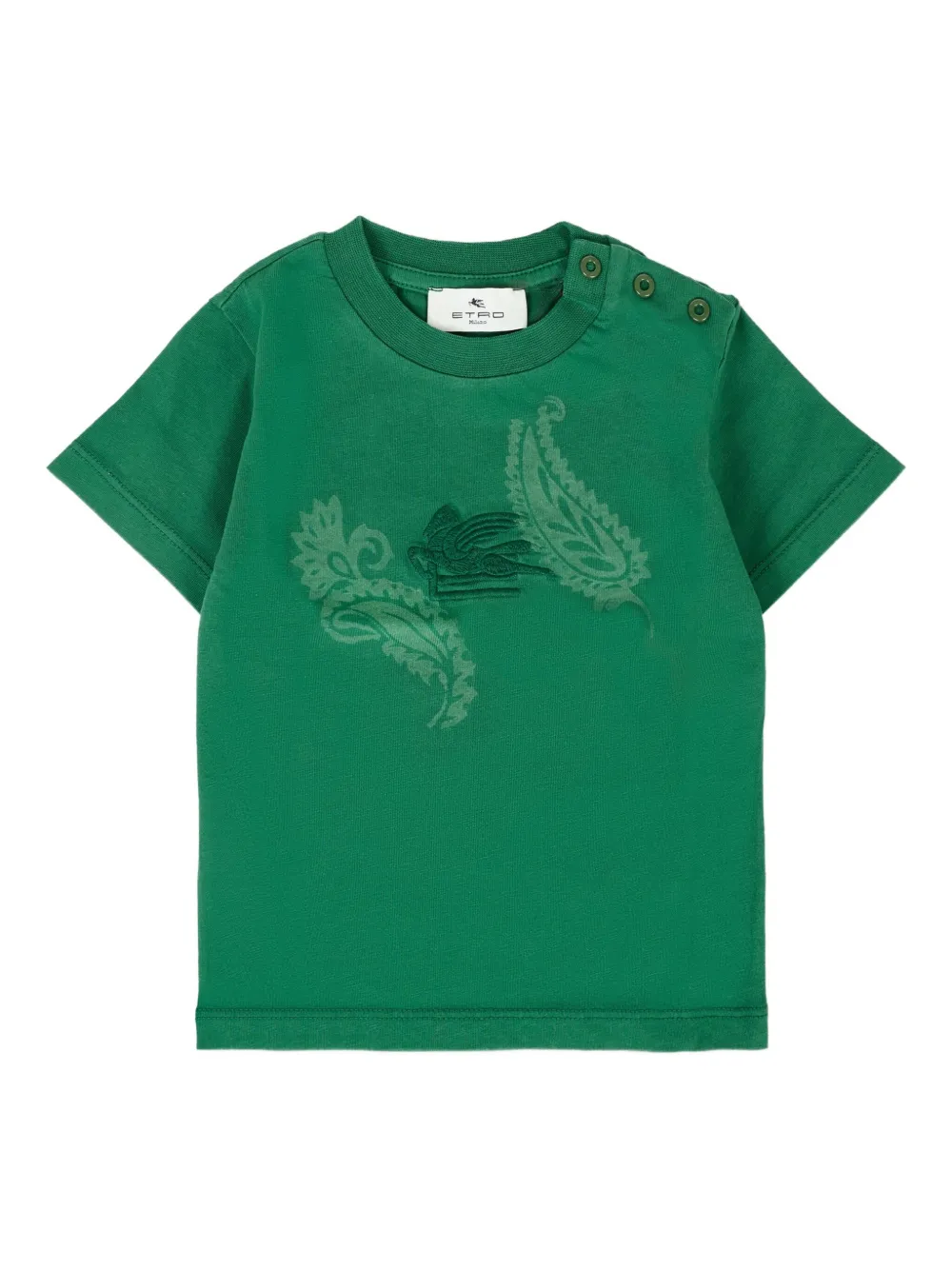 

Футболка с короткими рукавами и принтом пейсли ETRO KIDS, зеленый