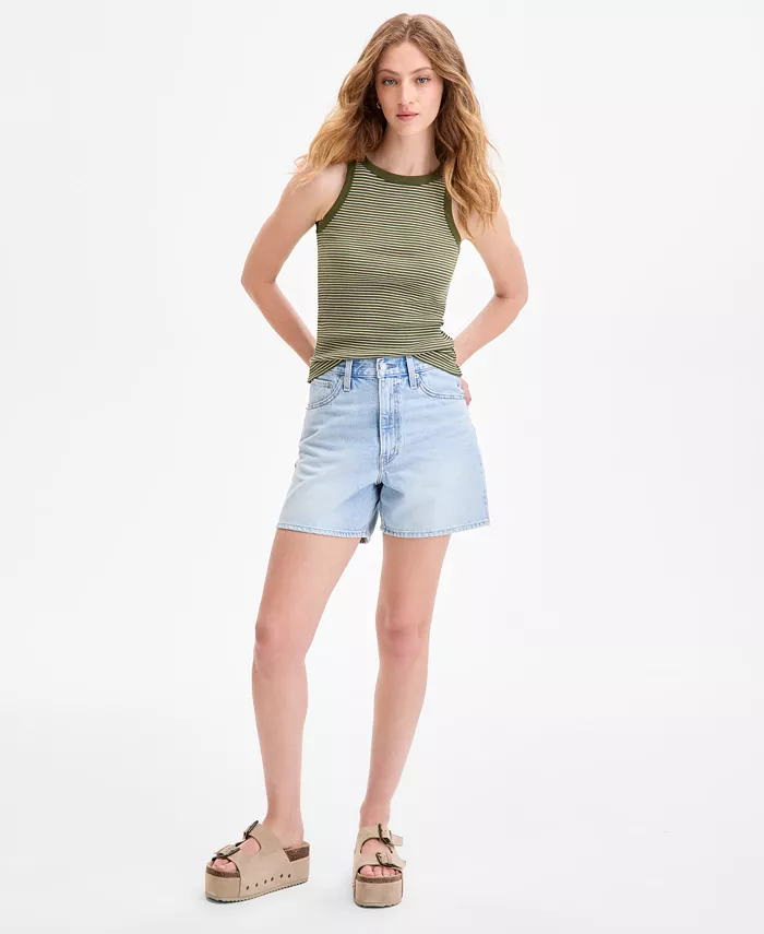 

Женские джинсовые шорты с завышенной талией из хлопка Levi's, синий
