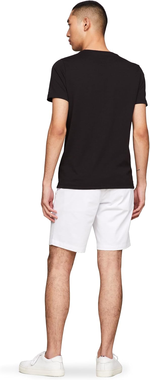 Мужские хлопковые футболки Tommy Hilfiger с коротким рукавом и вышитым логотипом, Jet Black — фото 4