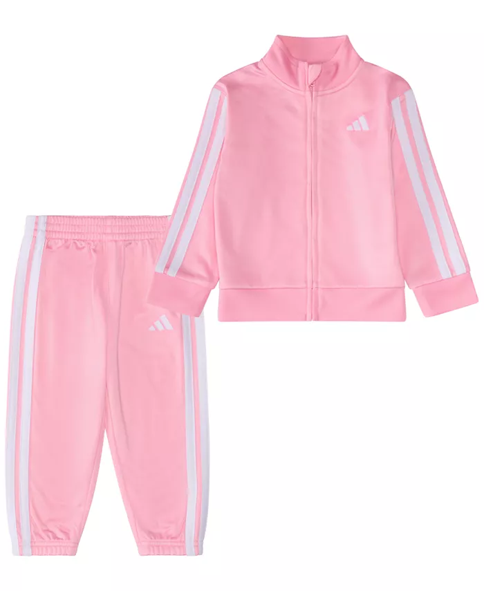 

Детский спортивный костюм для девочек из трикотажа, 2 предмета: куртка и брюки Adidas, розовый