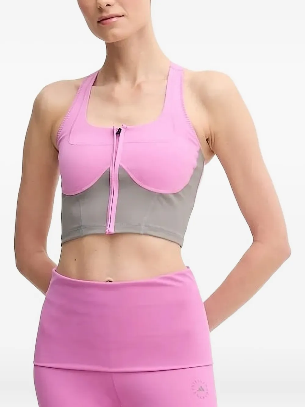 

Топ с застежкой-молнией спереди и спинкой-борцовкой adidas by Stella McCartney, розовый
