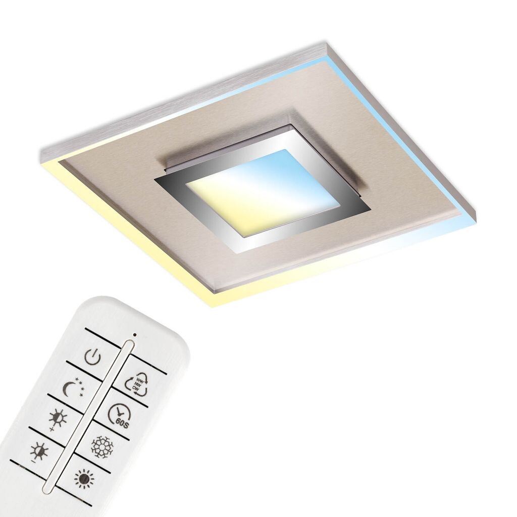

Потолочный светильник BRILONER LEUCHTEN FRAME PRO LUX, 30 Вт, 3600 лм, IP20, матовый никель - хром, металлопластик, диммируемый, ЦКТ, 50 х 50 х 6 см, серебро