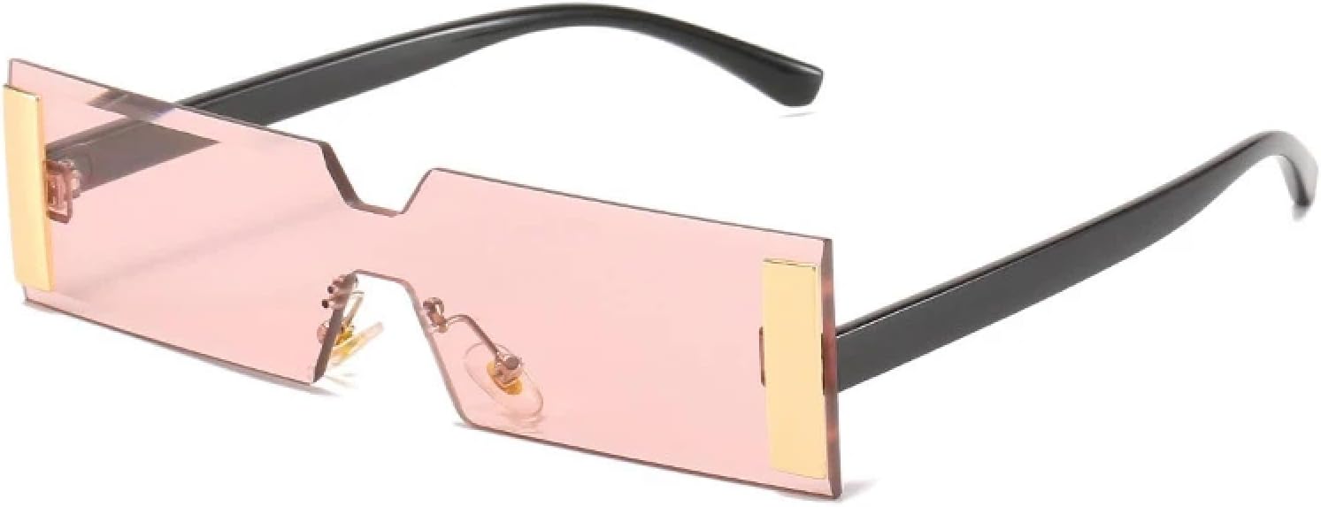 

Модные прямоугольные металлические солнцезащитные очки для женщин и мужчин, винтажные цельные очки, летние дорожные очки с защитой от УФ-излучения UV400 TKKTLLT, Black Pink