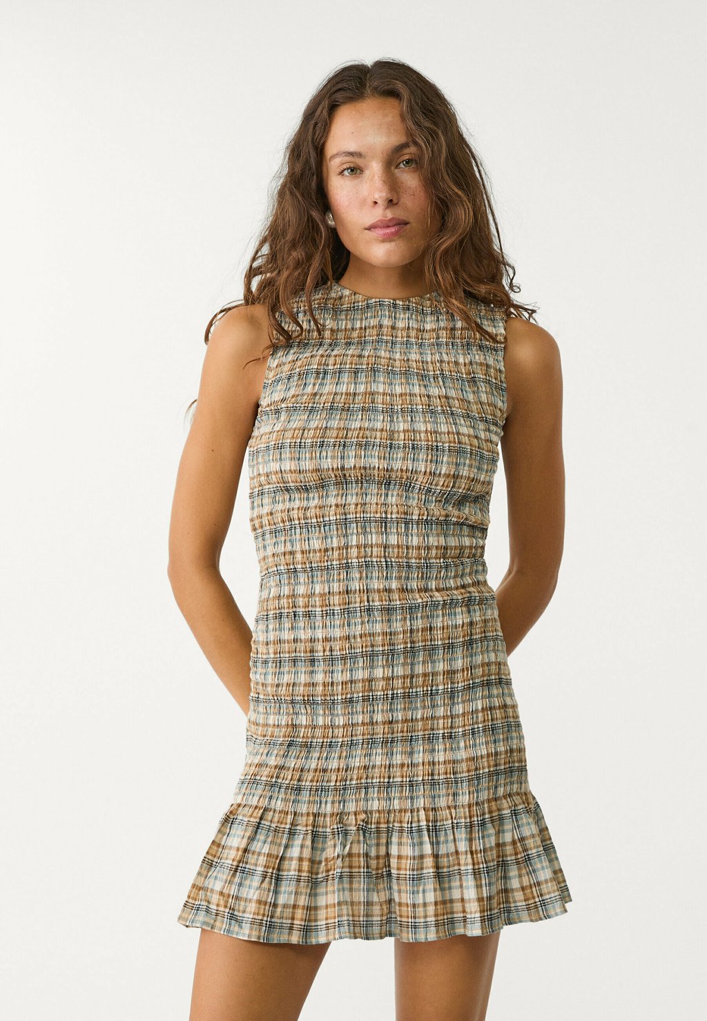 

Повседневное платье CHECKED Stradivarius, коричневый