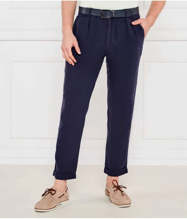 Льняные брюки-чинос Slim fit Polo Ralph Lauren, синий — фото 4