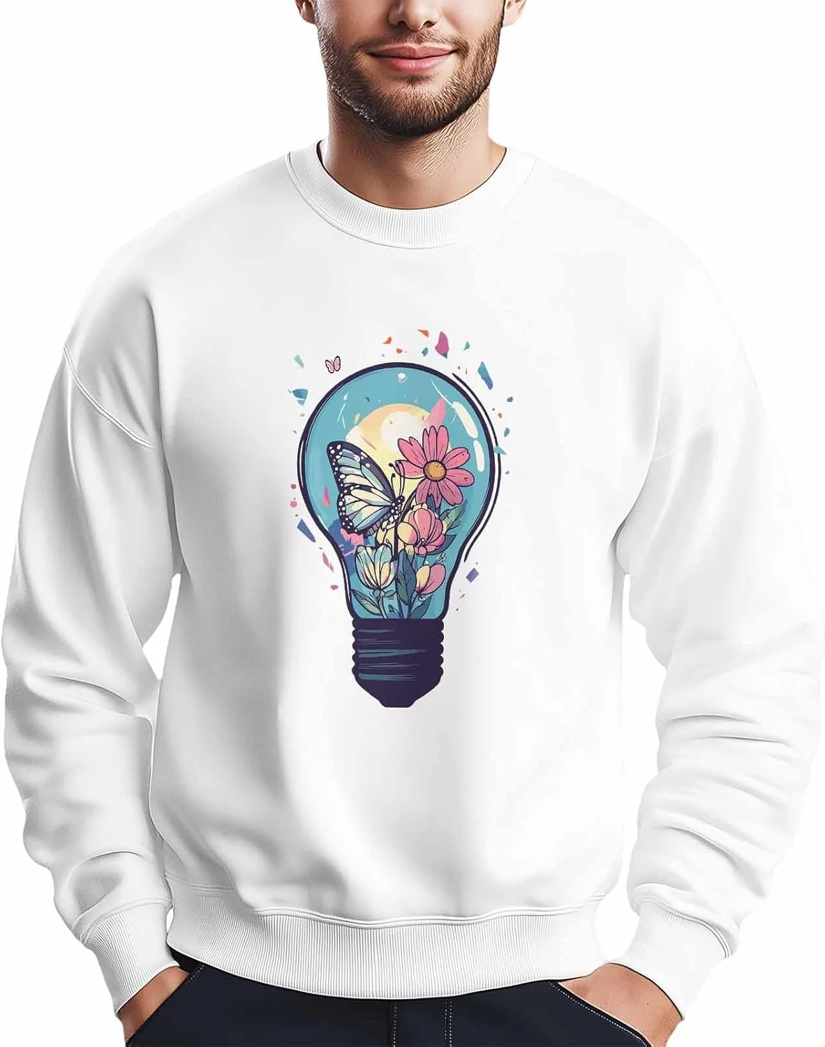 

Мужской свитшот с принтом бабочки и цветов Winvebermior