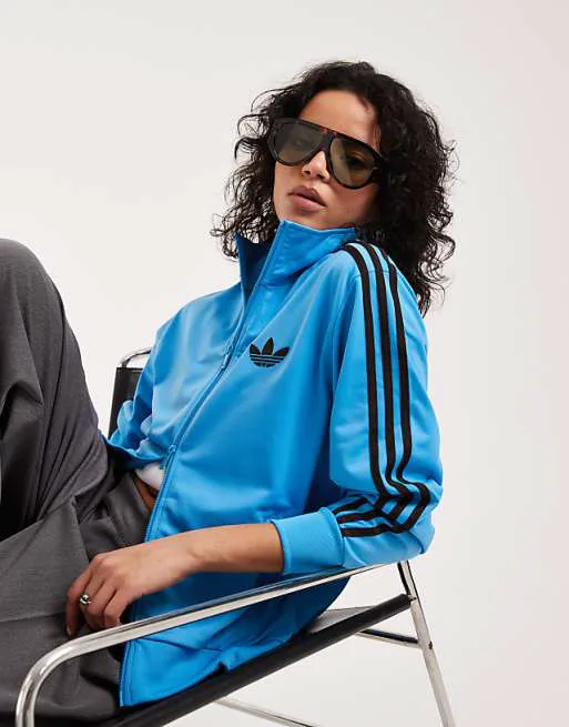 

Синий и коричневый свободный спортивный топ adidas Originals Firebird