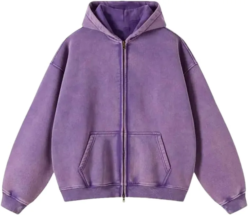 

Мужская весенняя уличная одежда YTR6TW: стильная потертая флисовая толстовка с молнией