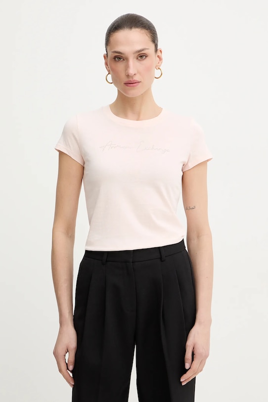 

Хлопковая футболка Armani Exchange, розовый