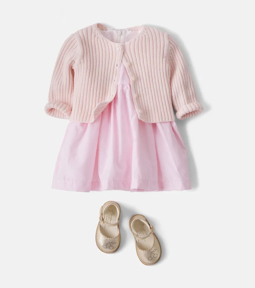 Сандалии Baby Luna из металлизированной кожи Bonpoint, золото — фото 2