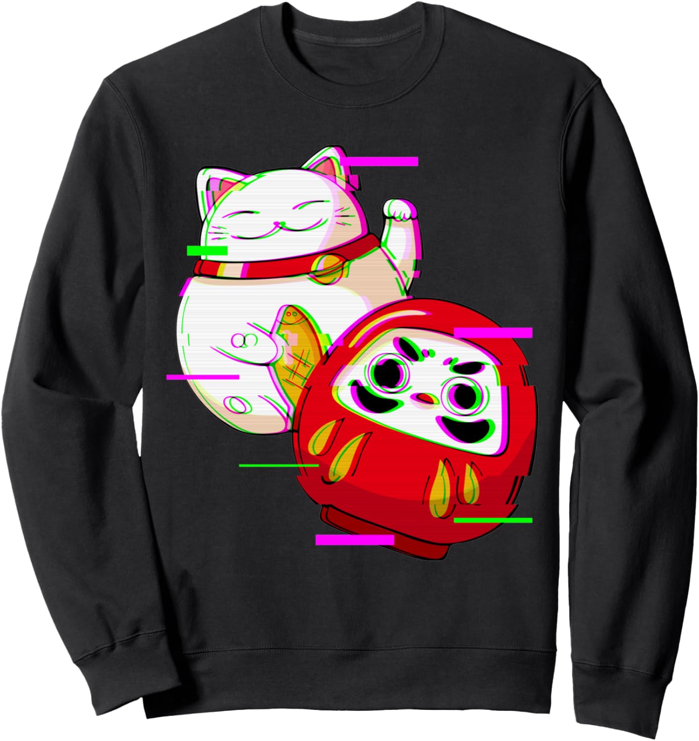 

Толстовка с изображением кошки Манэки в стиле Vaporwave, счастливой кошки, милой японской куклы Дарума Japanese Aesthetics Traditional Japanese Clothing, черный