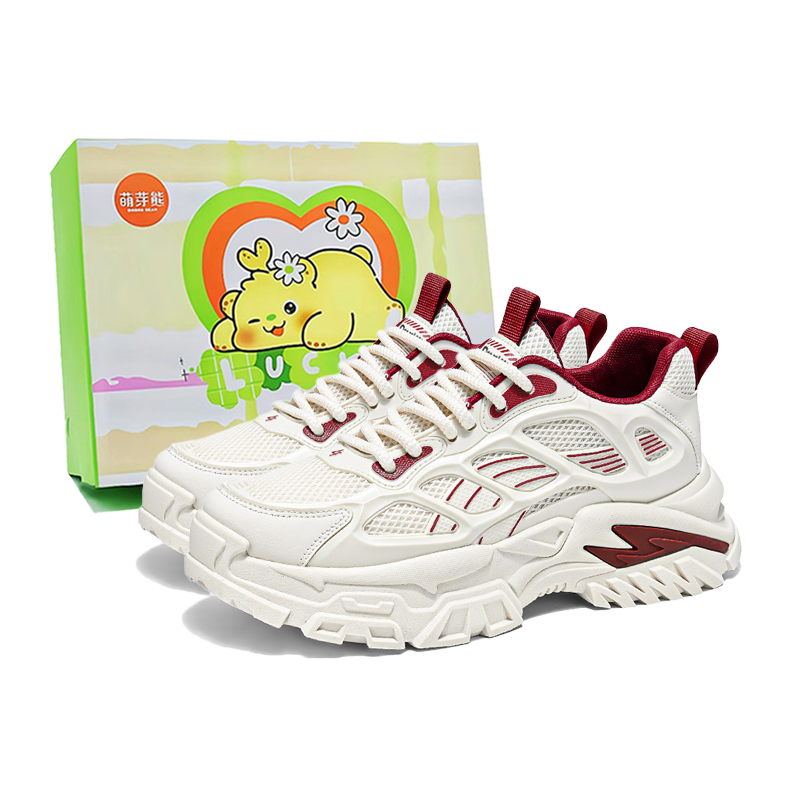 

Нескользящие и износостойкие, легкие, низкие, массивные кроссовки для увеличения роста, мужские Budding Bear, Beige Red { Sprout }