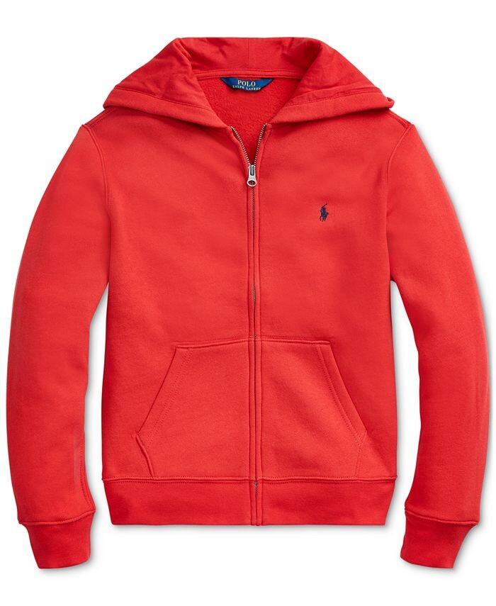 Толстовка на молнии из хлопкового флиса для больших мальчиков Polo Ralph Lauren, красный — фото 2