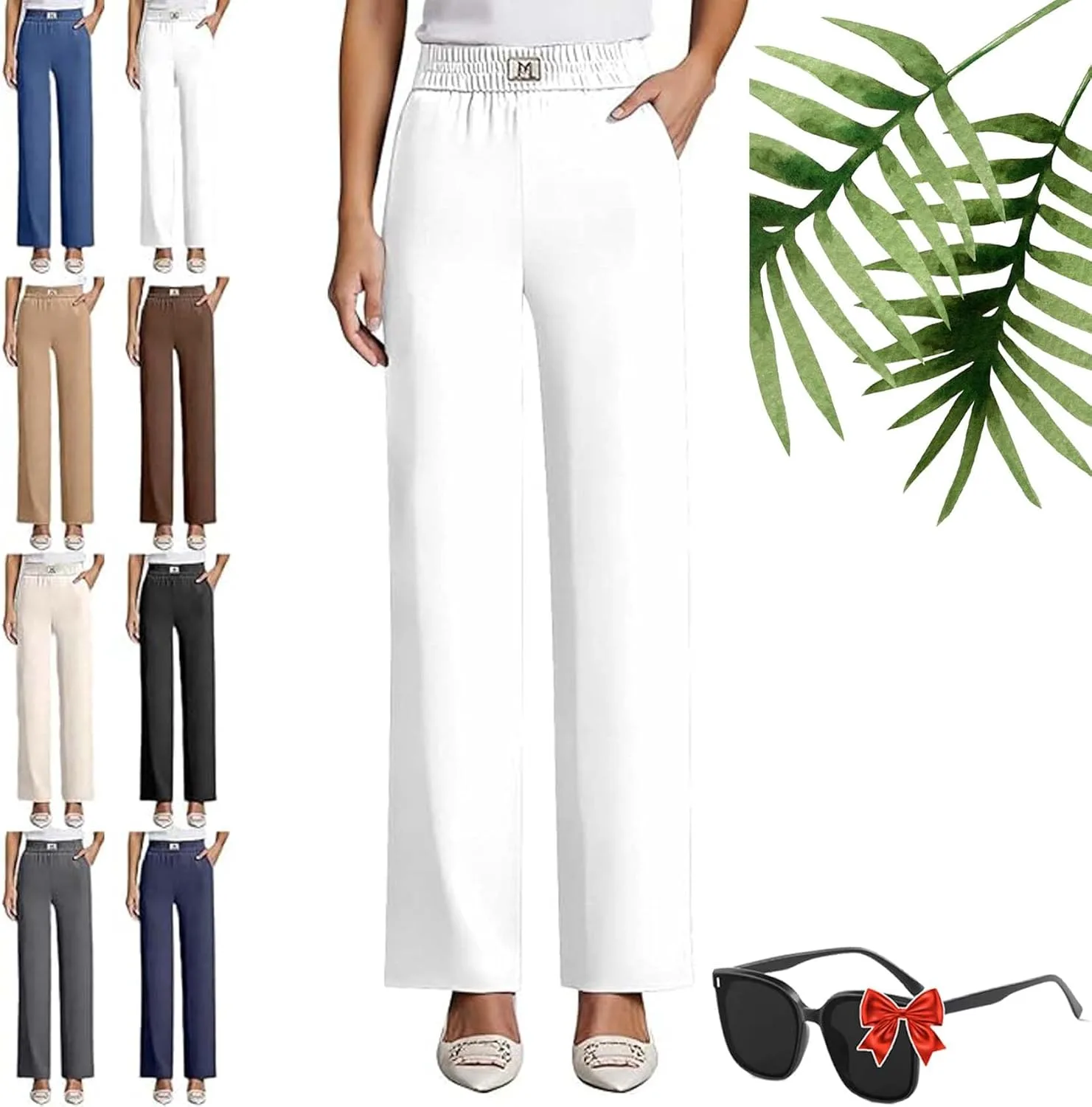 Perfect Drape High Rise Pull-On Stretch Pants - высокие эластичные брюки на резинке с идеальной драпировкой, мягкие и комфортные, женские брюки Softy Grace Generic, белый