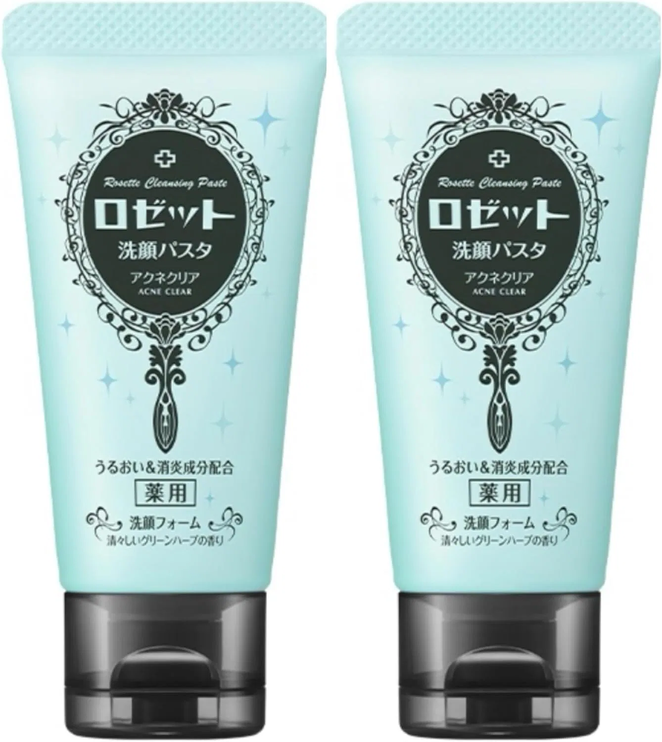 Очищающая пенка для лица Rosette Acne Clear, 30 г, 2 шт, зеленый травяной аромат, синий