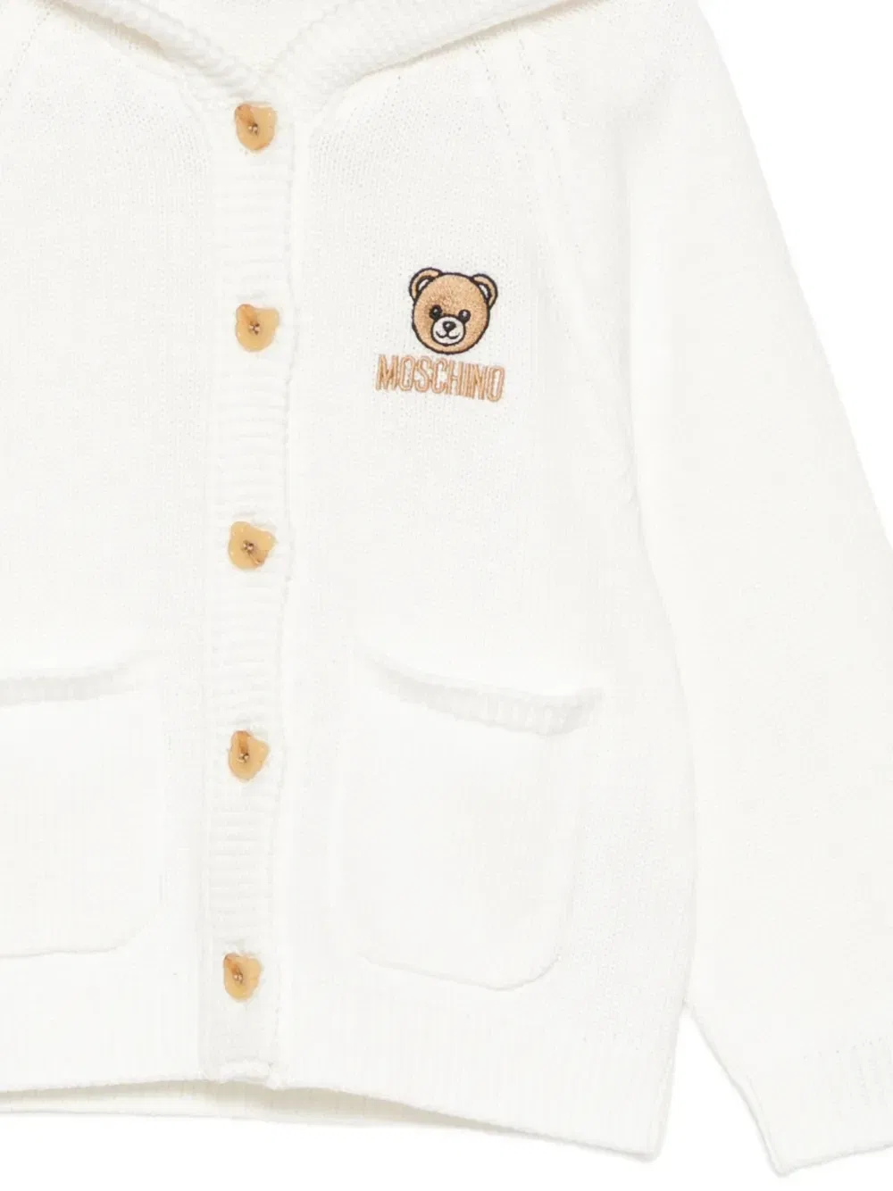 Кардиган с капюшоном и вышитым логотипом Moschino Kids, белый — фото 3