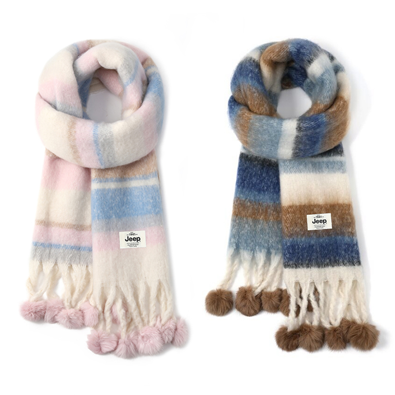 

Jeep Мохеровый вязаный шарф унисекс, 2 Pack (Blue Pink+Blue Brown)