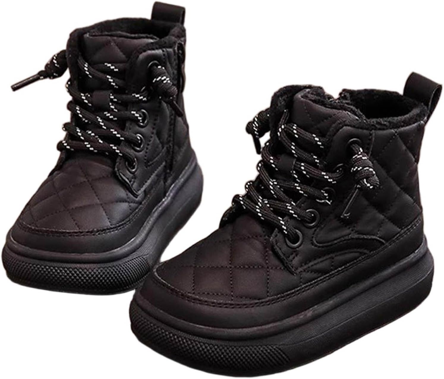 

Детские зимние ботинки для девочек на платформе, с меховой подкладкой, шнуровкой и коротким голенищем, теплые, из PU-кожи, для детей 3-11 лет Zzalalana, Black
