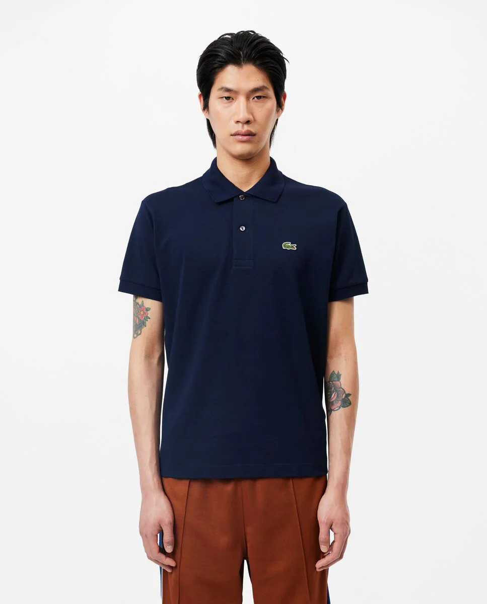 

Классическая мужская поло из оригинального пике с коротким рукавом Lacoste, темно-синий