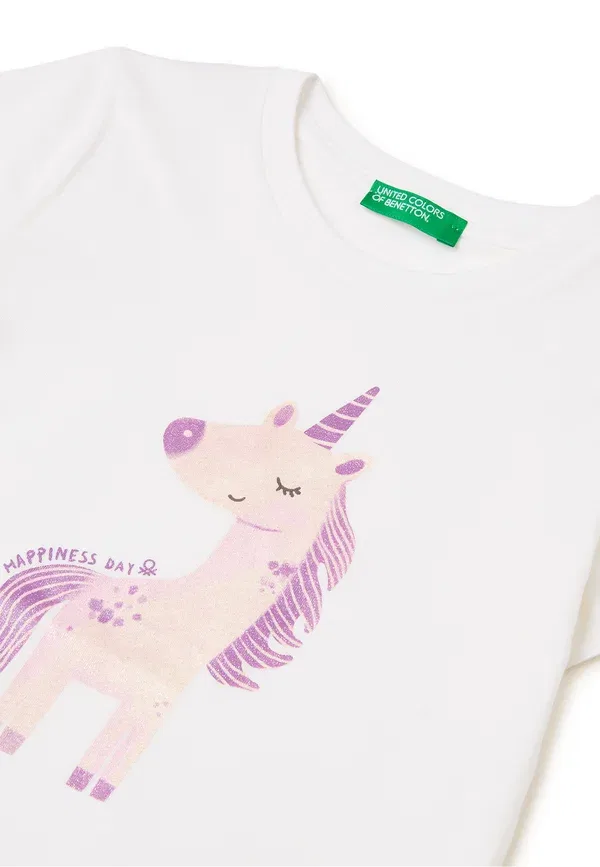 Футболка с принтом и блестками United Colors Of Benetton, белый — фото 3