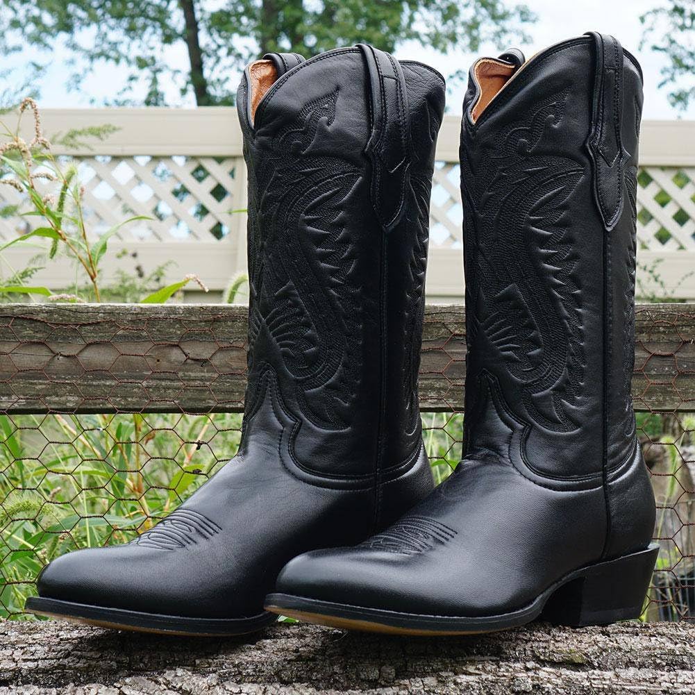 Мужские классические ковбойские сапоги Soto Boots с круглым носком H7001, черный — фото 4