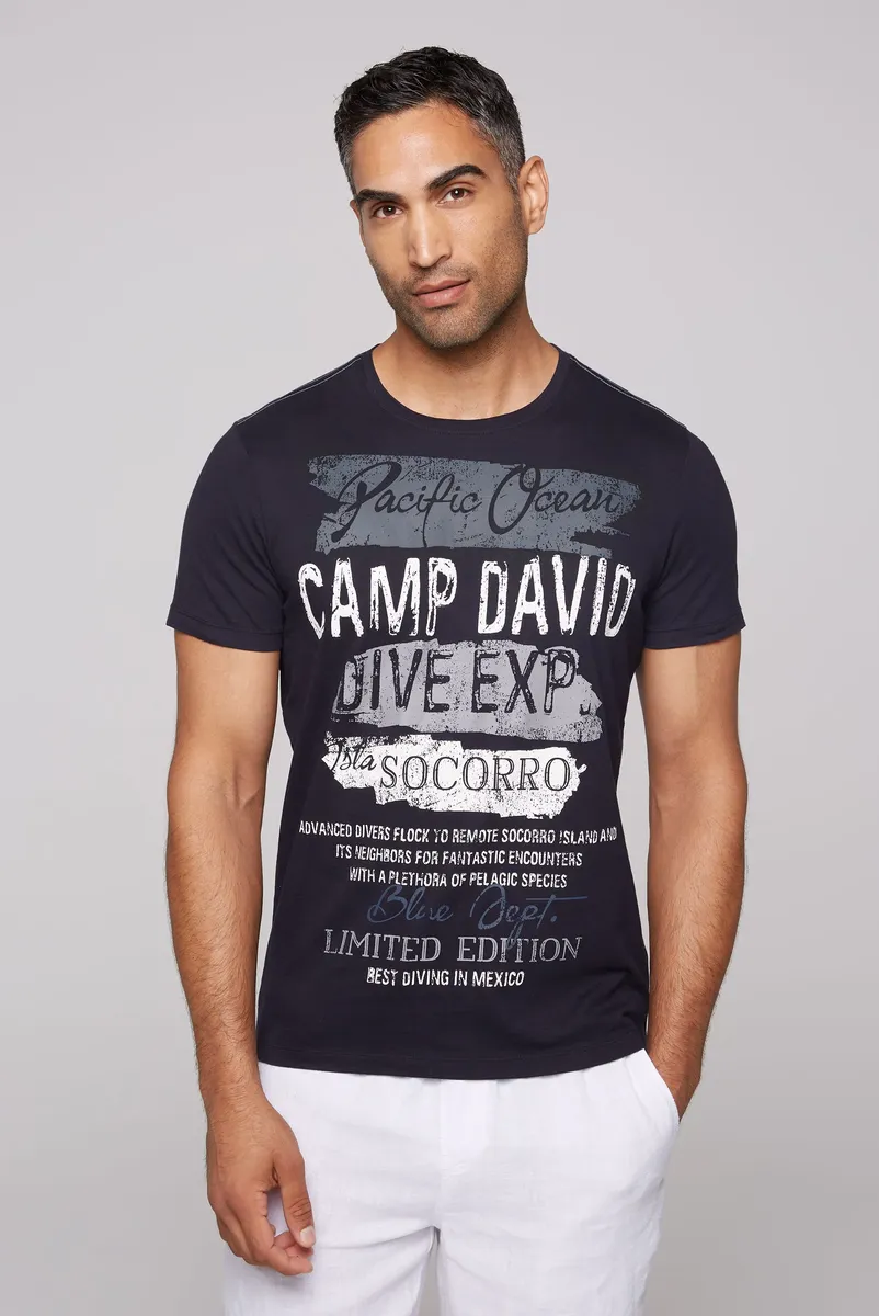 

Рубашка CAMP DAVID с круглым вырезом, хлопок, синий
