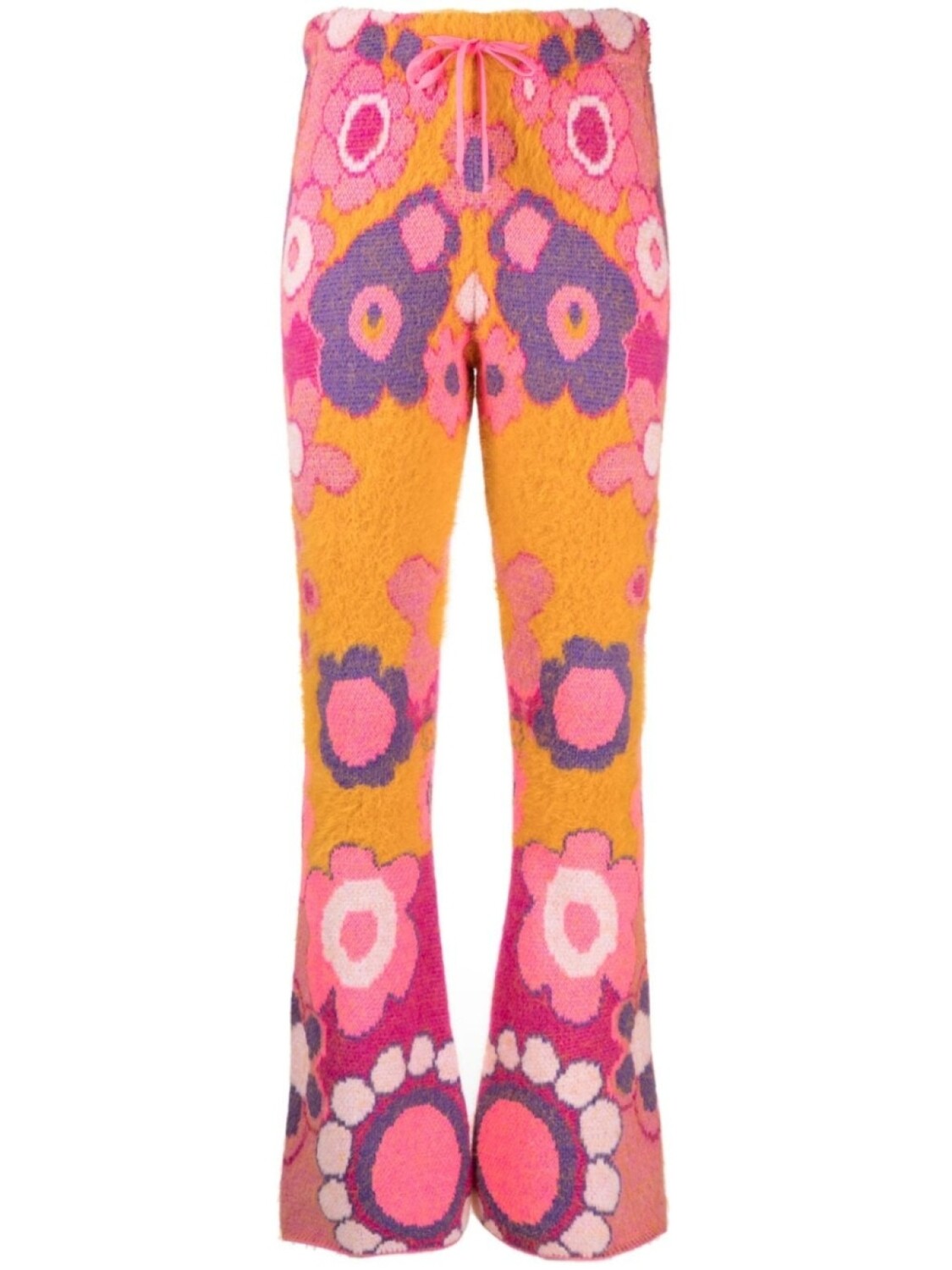 

ERL floral-print drawstring flared trousers, розовый