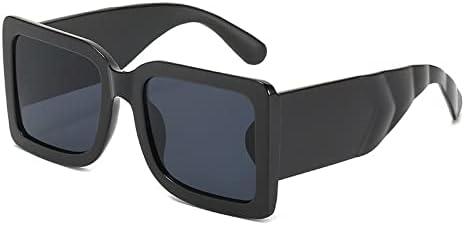 

Большие квадратные солнцезащитные очки в винтажном стиле для женщин, модные солнцезащитные очки черного цвета с защитой от УФ-излучения UV400 для мужчин и женщин MTZJH, Black