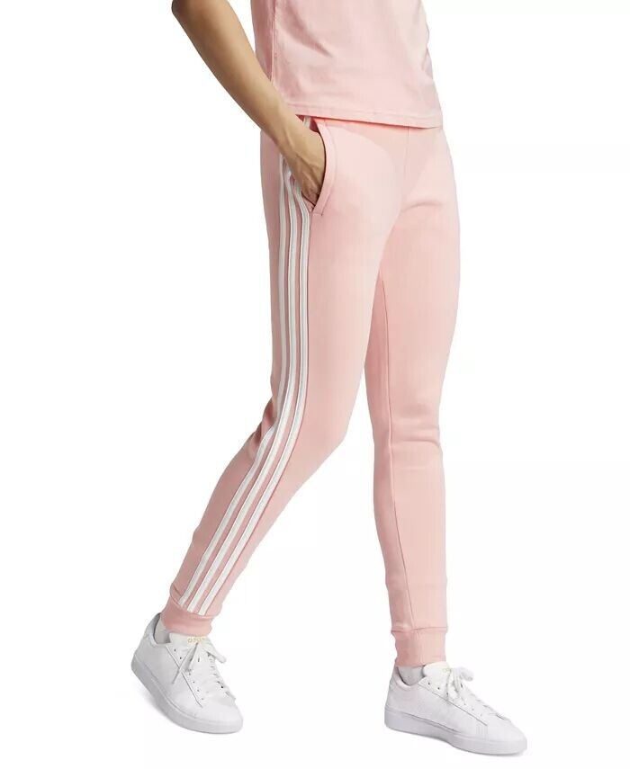 

Женские спортивные штаны из хлопкового флиса с 3 полосками adidas, розовый