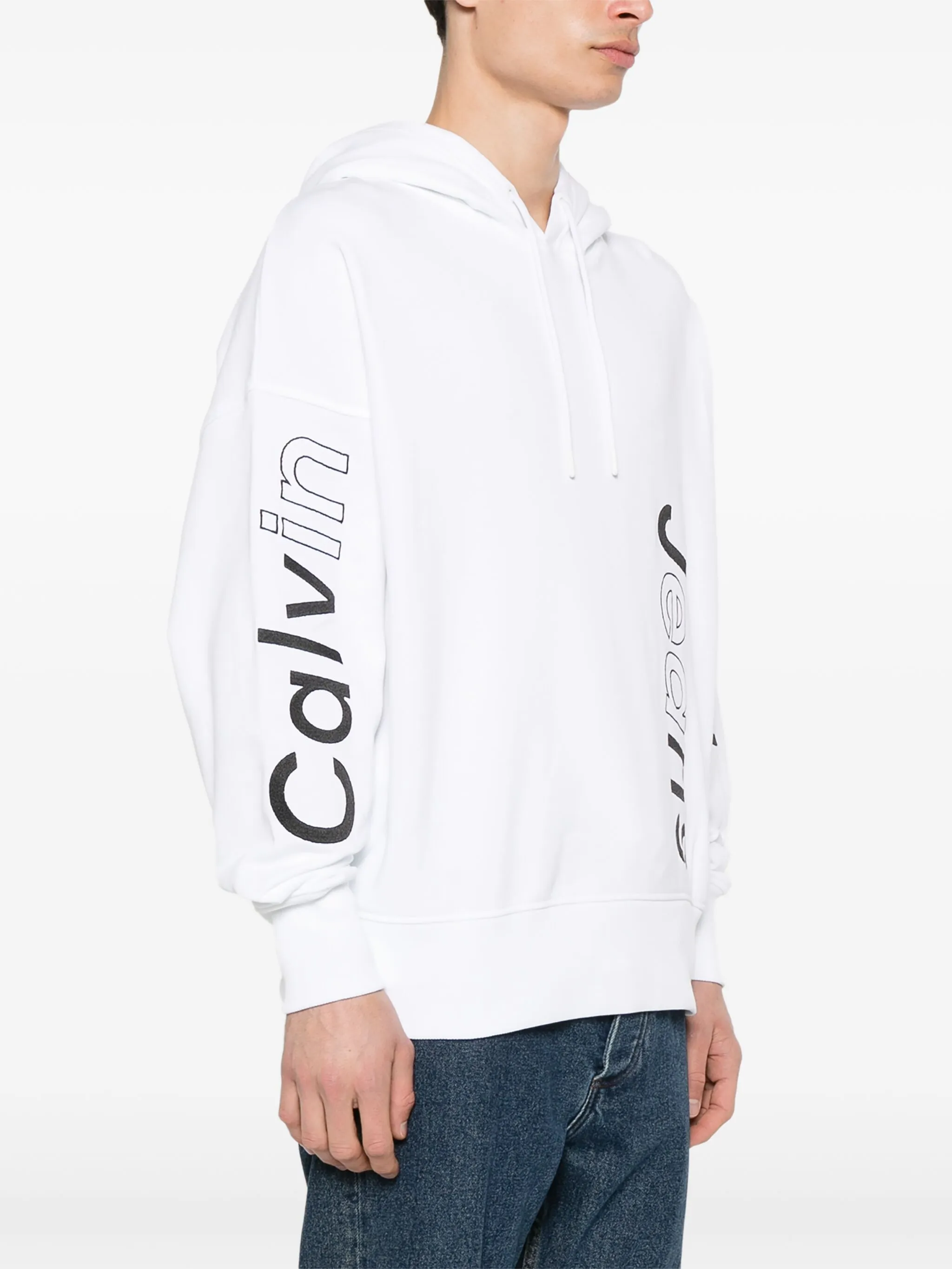 Худи с вышитым логотипом Calvin Klein, белый — фото 3