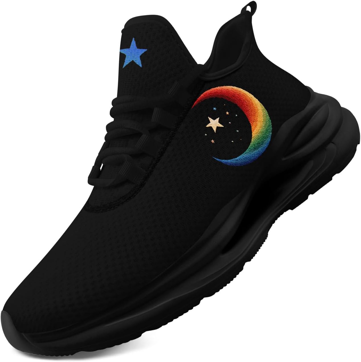 

Легкие кроссовки AWSOLE с принтом Солнце, Луна, Звезда для женщин и мужчин, дышащая сетка, для бега и ходьбы, модные, комфортные тренировочные, черный/красный/синий/оранжевый