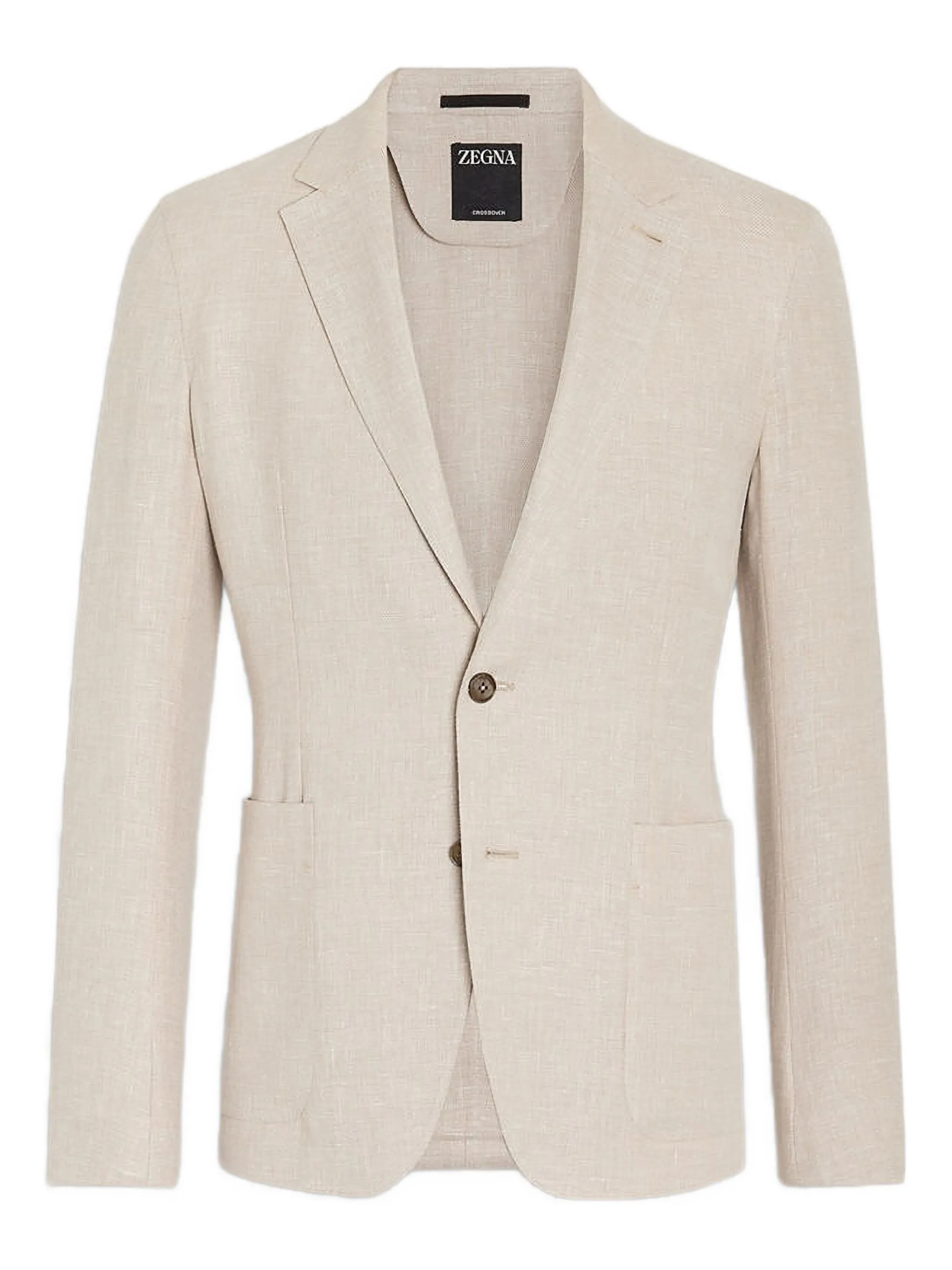 

Льняной однобортный пиджак Zegna, бежевый