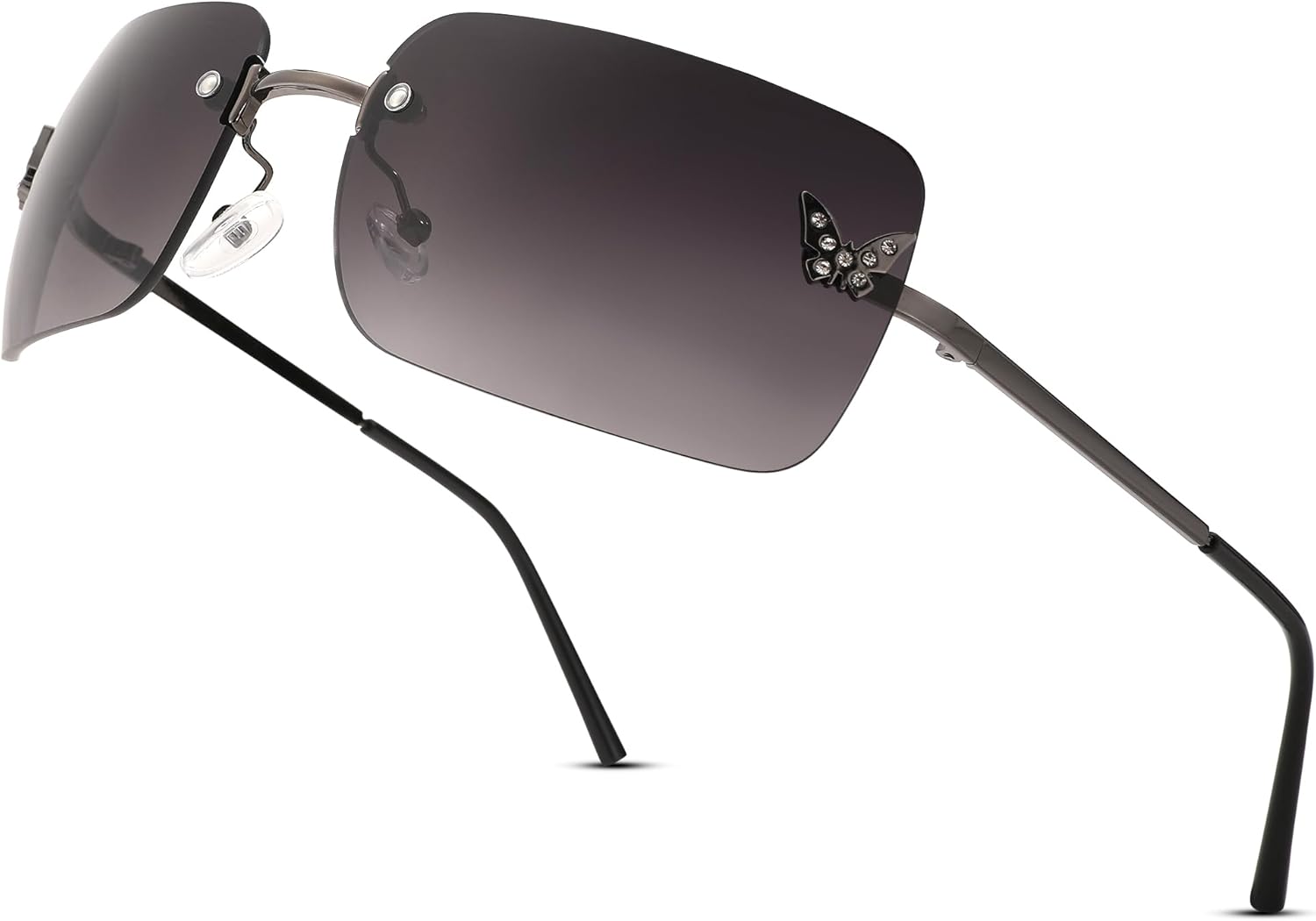 

Солнцезащитные очки прямоугольной формы без оправы для женщин и мужчин, ретро-стиль, квадратные солнцезащитные очки в винтажном стиле, идеальный подарок на Рождество Revemo, D5 Gunmetal/Gradient Grey