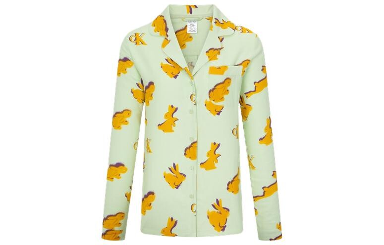 

Женские пижамы Calvin Klein, цвет 956 - Yellow logo on green