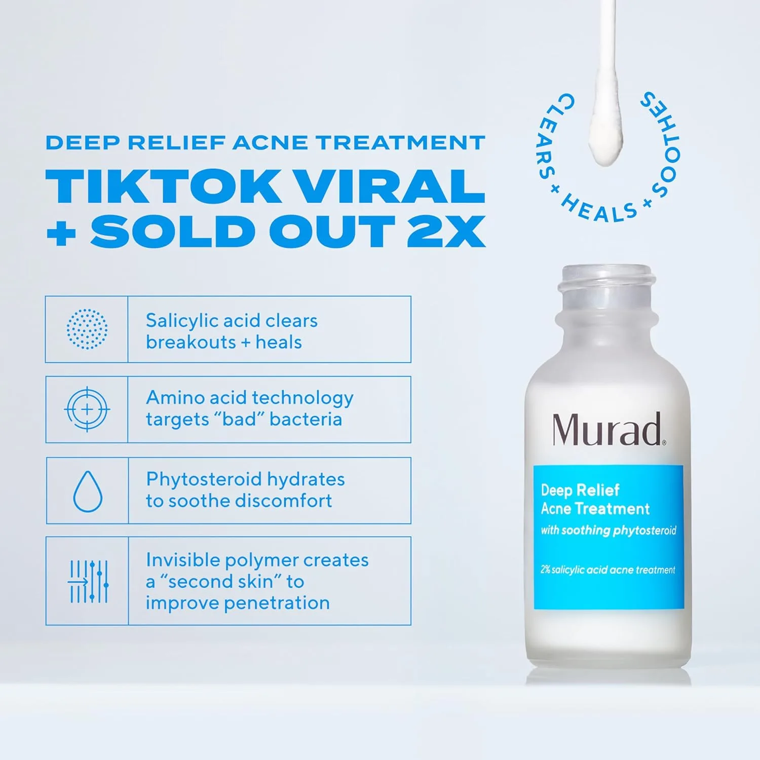 Murad Deep Relief Средство для точечного лечения акне с 2% салициловой кислотой - Жидкое средство в виде пластыря для лечения глубоких гормональных угревых высыпаний и прыщей - 30 мл — фото 3